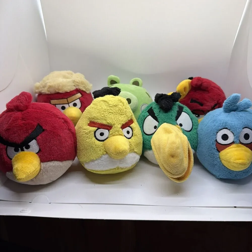 Lot Of 7 Angry Bird Plushies- 5 Inches Tall- Please Read